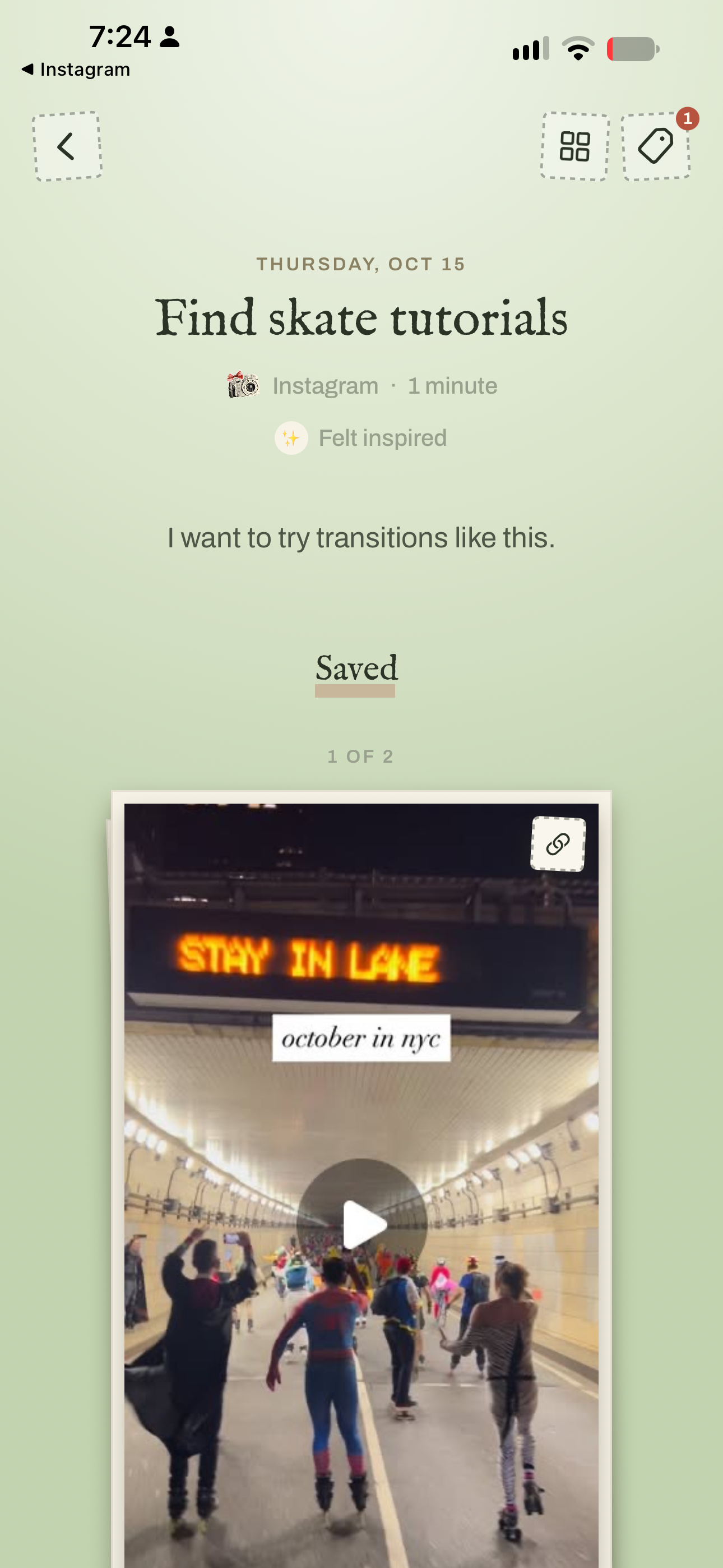 A session detail page with saved posts, thumbnails and notes.